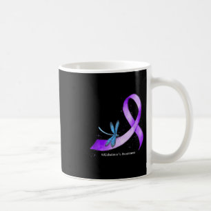 Hippie Dragonfly Purple Ribbon Heimers Awareness Coffee Mug