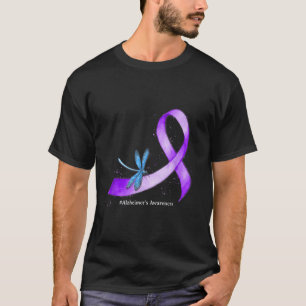 Hippie Dragonfly Purple Ribbon Heimers Awareness T-Shirt