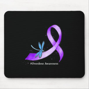 Hippie Dragonfly Purple Ribbon Overdose Awareness Mouse Pad