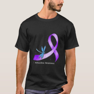 Hippie Dragonfly Purple Ribbon Overdose Awareness T-Shirt