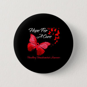 Hippie Dragonfly Red Ribbon Blood Cancer Awareness 6 Cm Round Badge