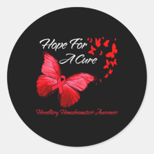 Hippie Dragonfly Red Ribbon Blood Cancer Awareness Classic Round Sticker