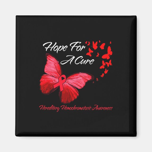 Hippie Dragonfly Red Ribbon Blood Cancer Awareness Magnet (Front)