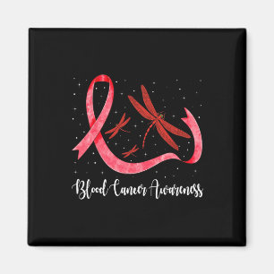 Hippie Dragonfly Red Ribbon Blood Cancer Awareness Magnet