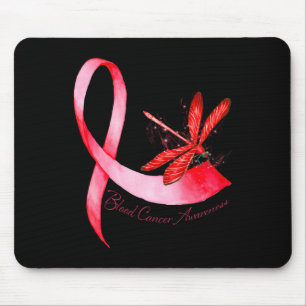 Hippie Dragonfly Red Ribbon Blood Cancer Awareness Mouse Pad