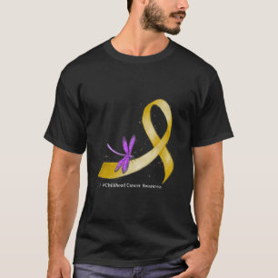 Hippie Dragonfly Yellow Ribbon Childhood Cancer Aw T-Shirt