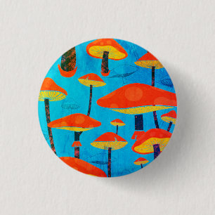 Hippie Dreamy Retro Vibe Enchanting Mushrooms 3 Cm Round Badge