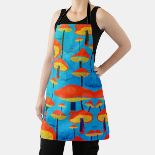 Hippie Dreamy Retro Vibe Enchanting Mushrooms Apron