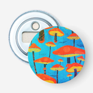 Hippie Dreamy Retro Vibe Enchanting Mushrooms Bottle Opener