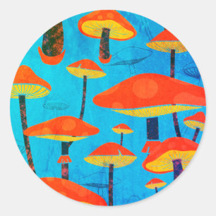 Hippie Dreamy Retro Vibe Enchanting Mushrooms Classic Round Sticker