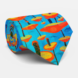 Hippie Dreamy Retro Vibe Enchanting Mushrooms Tie