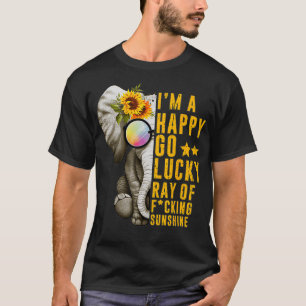 Hippie Elephant Im A Happy Go Lucky Ray Sunshine T-Shirt
