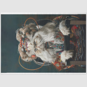 Hippie Fancy Cat in Salon Decoupage Tissue Paper