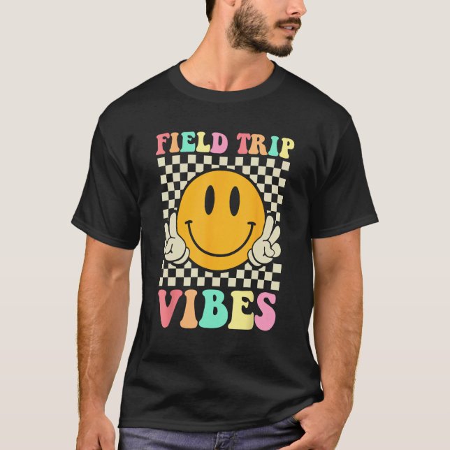 Hippie Field Trip Vibes For Teacher Kids Field Day T-Shirt (Front)