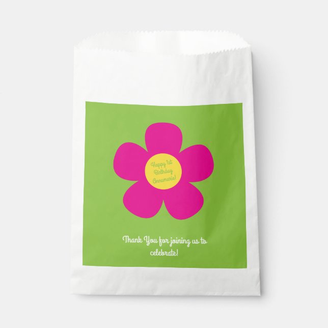 Hippie Flower Kid's Birthday Party Favour Bag (Front)