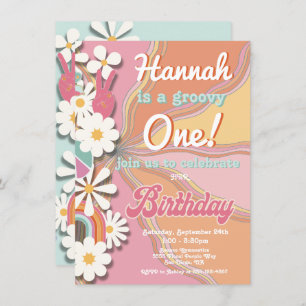 Hippie Flower Power 70s 60s Birthday Party Invitat Invitation