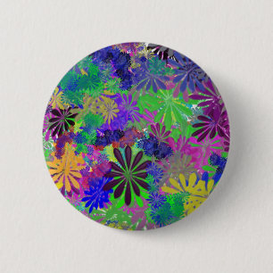 Hippie Flower Power Design 6 Cm Round Badge
