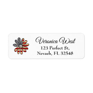 Hippie Flower Power Peace Sign American Flag Return Address Label