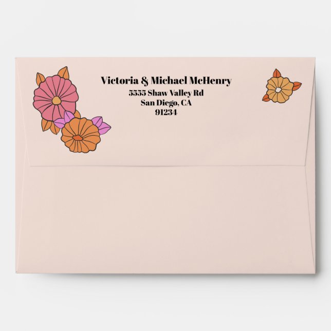 Hippie Flower Power retro 60's 70's Envelope (Back (Top Flap))