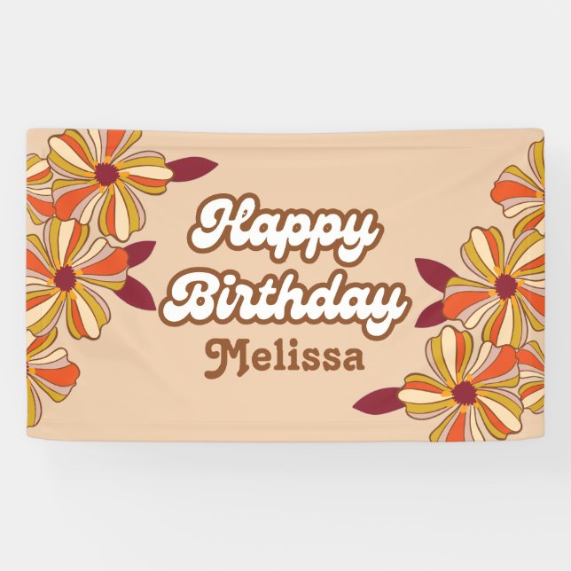 Hippie Flower Retro 70s 30th Birthday Banner (Horizontal)