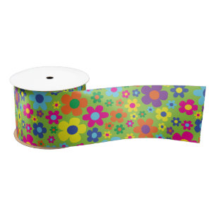Hippie Flowers Kids Birthday Party Satin Ribbon