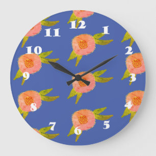 Hippie  Flowers Large Clock