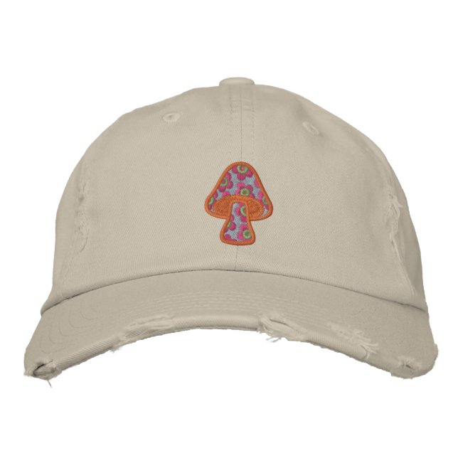 Hippie Flowers Mushroom Embroidered Hat (Front)