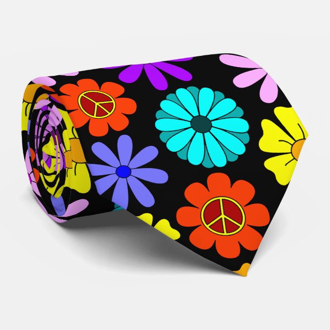 Hippie Flowers Neck Tie (Rolled)