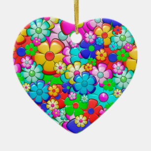 Hippie flowers porcelain ornament