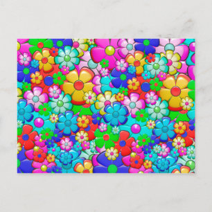 Hippie flowers postcard