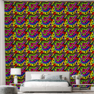 HIPPIE FLOWERS RETRO DOVE seamless Wallpaper
