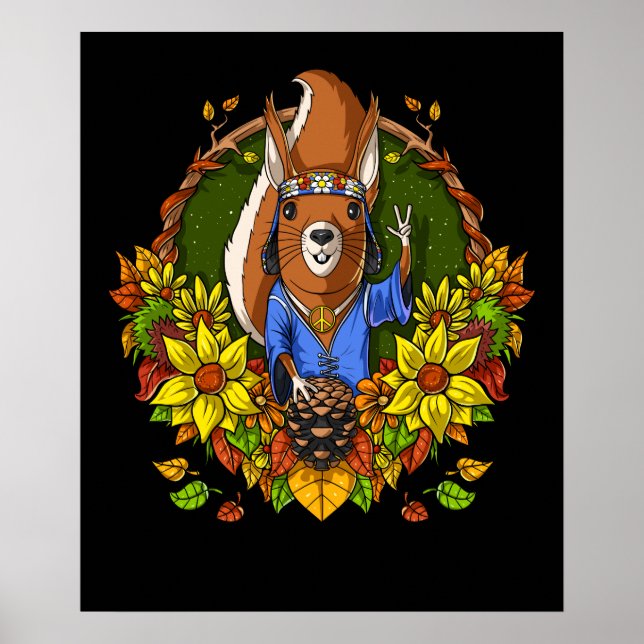 Hippie Forest Squirrel Poster (Front)