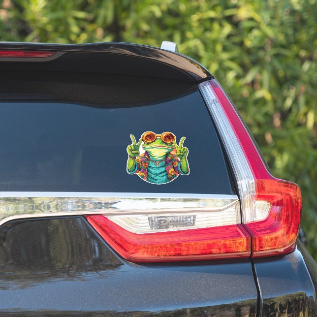 Hippie Frog Peace Sign Sticker (Car Side)