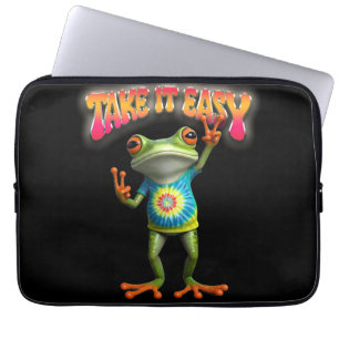 Hippie Frog Take it Easy Fun Colourful Laptop Sleeve