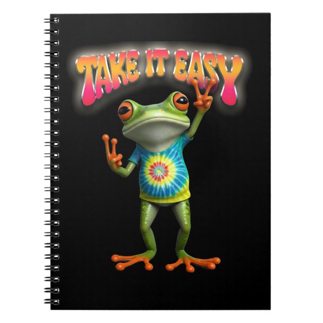 Hippie Frog Take it Easy Fun Colourful  Notebook (Front)