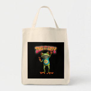 Hippie Frog Take it Easy Fun Colourful  Tote Bag