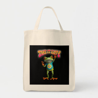 Hippie Frog Take it Easy Fun Colourful  Tote Bag