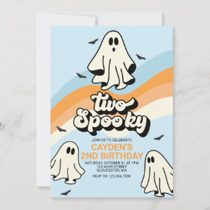 HIPPIE Ghost retro Halloween Spooky Vibes Blue Invitation