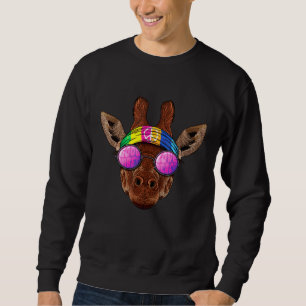 Hippie Giraffe Love Peace Sign 70s Hippie Animal Sweatshirt
