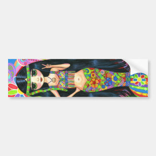 Hippie Girl Mermaid Bumper Sticker