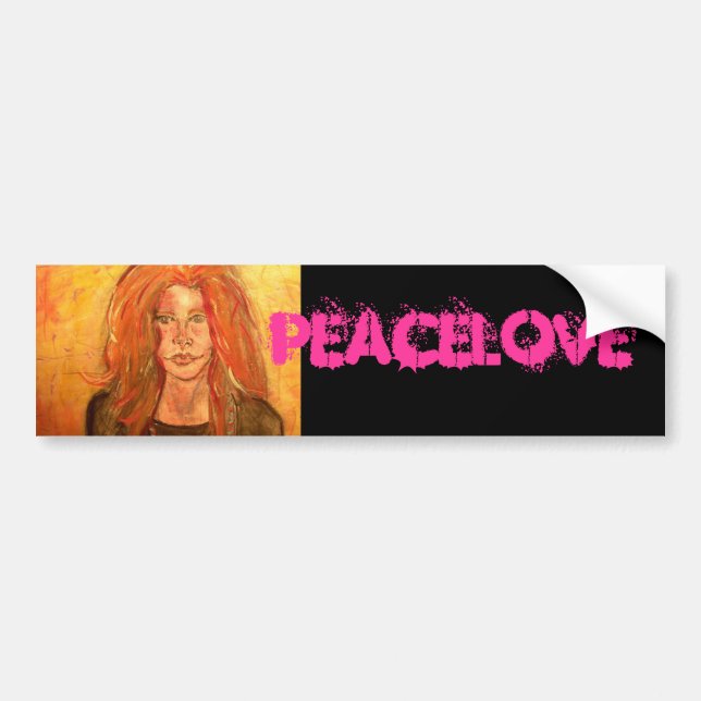 hippie girl PeaceLove Bumper Sticker (Front)