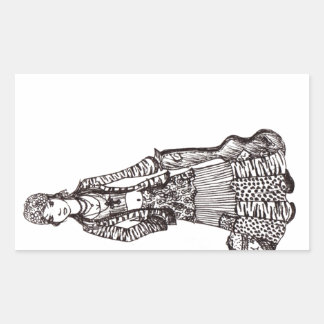 Hippie Girl with Guitar Art Custom Products Rectangular Sticker