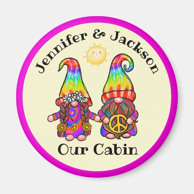 Hippie Gnome Couple Cruise Door Marker Magnet (Front)