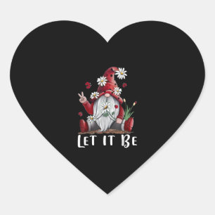 Hippie Gnome Daisy Flower Ba   Heart Sticker