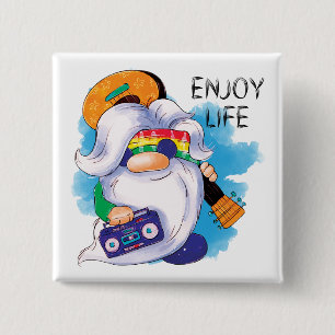 Hippie Gnome: Enjoy Life  15 Cm Square Badge