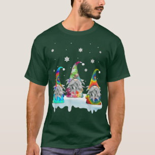 Hippie Gnomes Tie Dye Hat Three Gnomes Xmas Snow T-Shirt