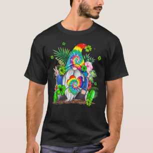 Hippie Gnomes Tie Dye Hippie Clover Stpatricks Day T-Shirt