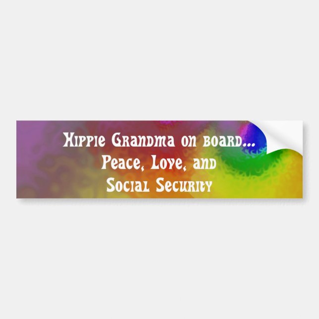 hippie grandma on board bumper sticker (Front)