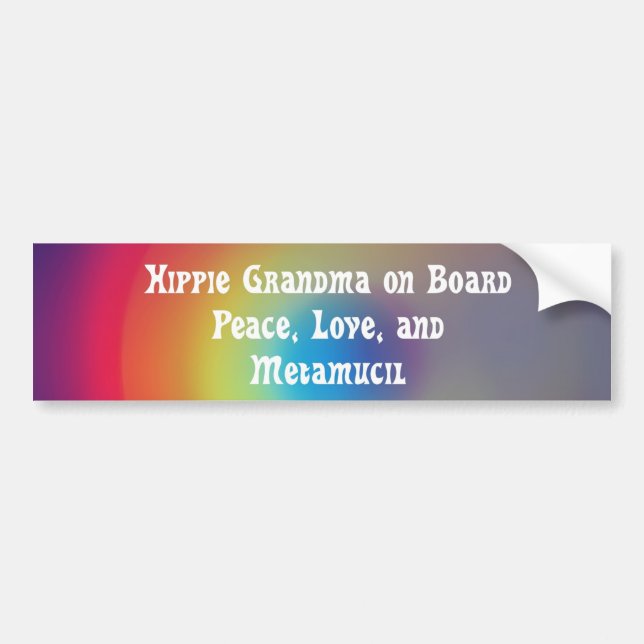 hippie grandma on board bumper sticker (Front)