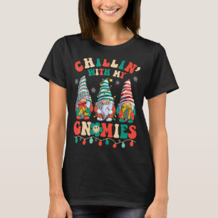 Hippie Groovy Chillin With My Gnomies Santa Claus T-Shirt